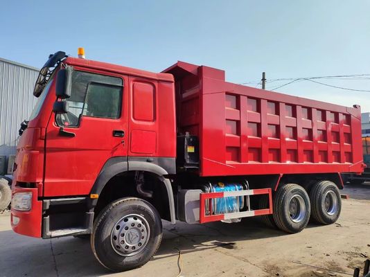 371HP HOWO 6*4 Οικοδομικό φορτηγό απορριμμάτων φορτηγό κατεβάστρα φορτηγό κόκκινο φορτηγό μεταφοράς με ≤5 θέσεις