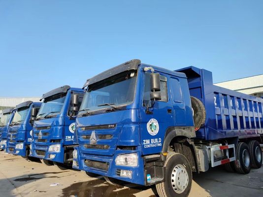 Χειροκίνητο κιβώτιο ταχυτήτων τύπου 6×4 τροχός κίνησης Sinotruck HOWO μπλε φορτηγό 10 ελαστικά