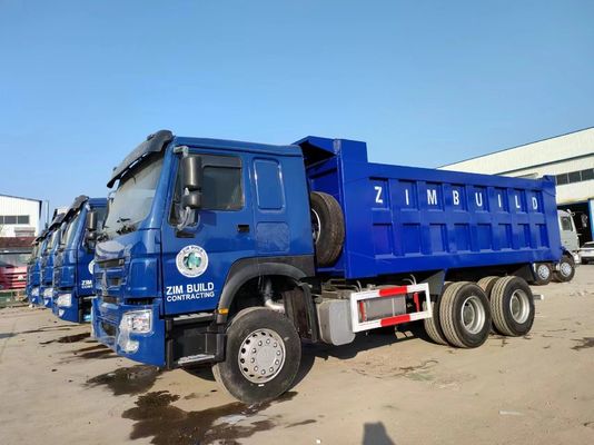 Χειροκίνητο κιβώτιο ταχυτήτων τύπου 6×4 τροχός κίνησης Sinotruck HOWO μπλε φορτηγό 10 ελαστικά